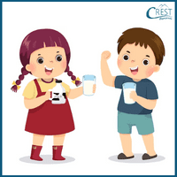 Two kids drinking milk